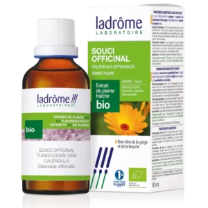 Suplemento de Calêndula Extrato Bio Ladrôme 50ml para pele e digestão Cinco Sentidos