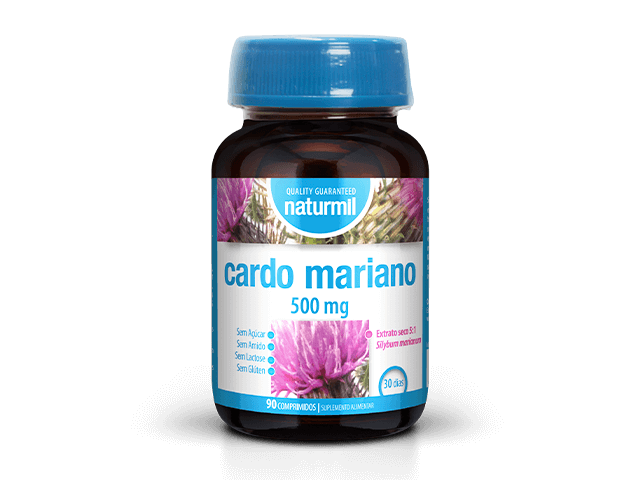 Suplemento de Cardo Mariano 500mg Naturmil para proteção e função hepática.