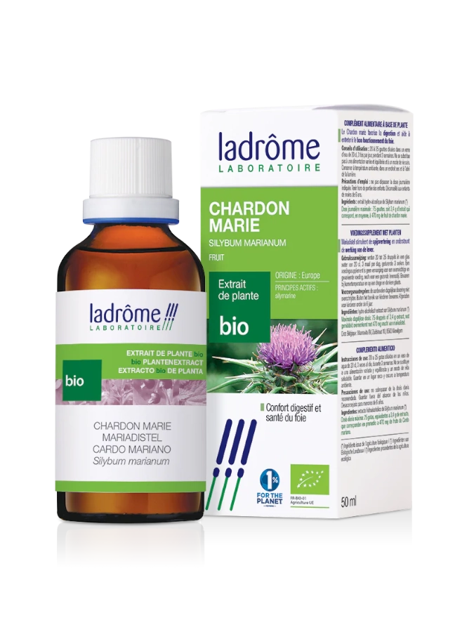 Suplemento de Cardo Mariano Extrato Bio Ladrôme 50ml protetor do fígado Cinco Sentidos