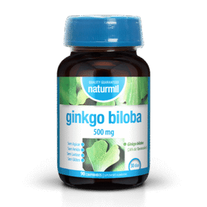 Suplemento de Ginkgo Biloba 500mg Naturmil para suporte circulatório e cognitivo.